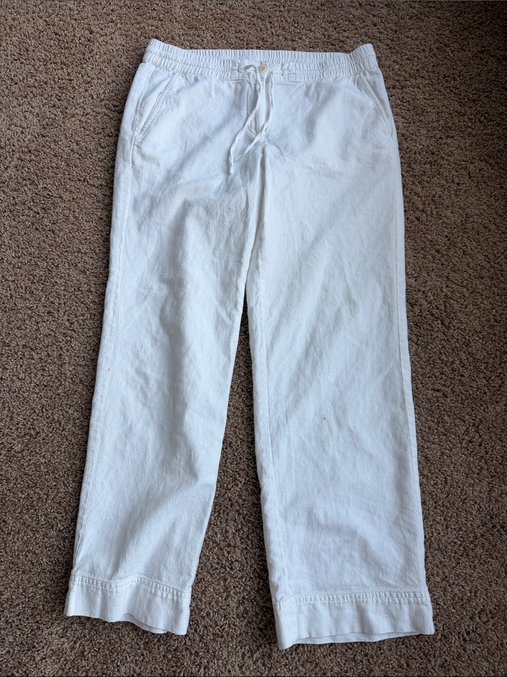 Talbots Linen White Drawstring Capri Pants Size 6P